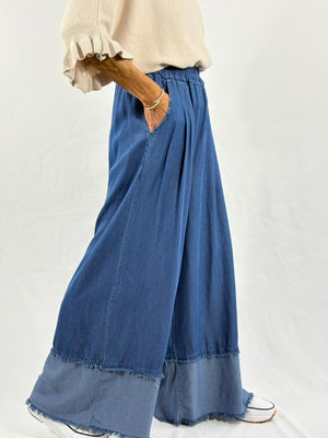 Zodaic chambray denim plazzo denim jeans