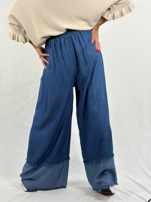 Zodaic chambray denim plazzo denim jeans