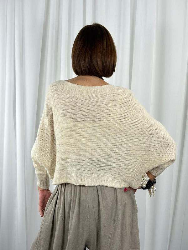 Enzo crossover knitwear in beige