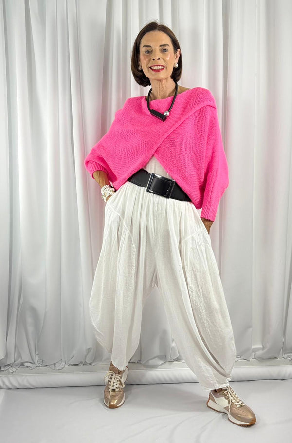 Enzo crossover knitwear in acid pink