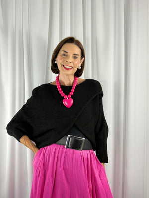 Enzo crossover knitwear in black