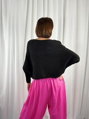 Enzo crossover knitwear in black