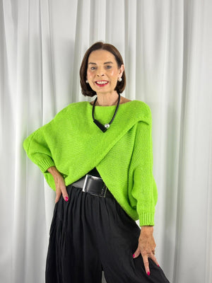 Enzo crossover knitwear in lime