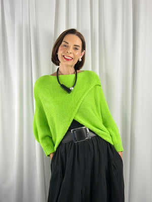 Enzo crossover knitwear in lime