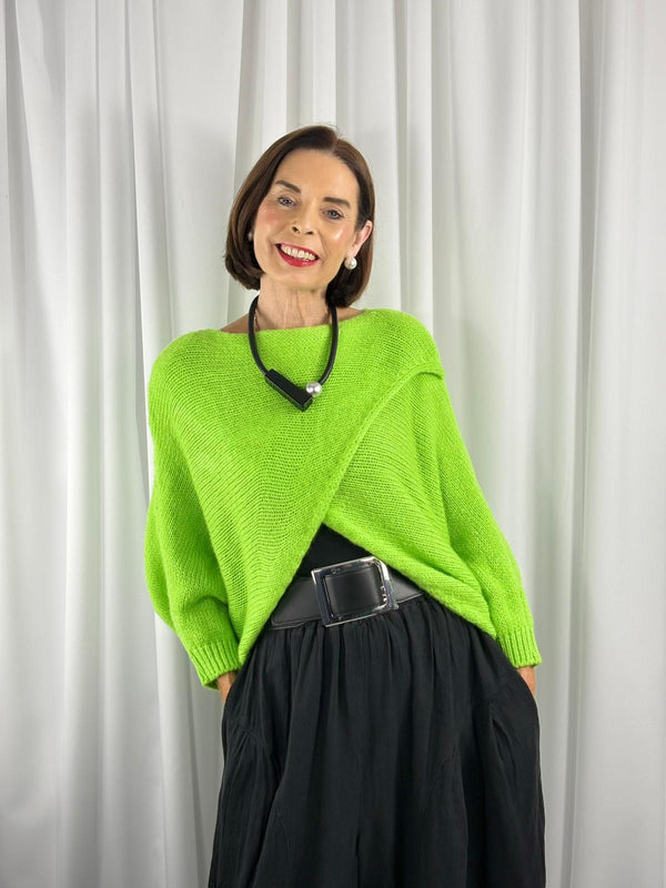 Enzo crossover knitwear in lime