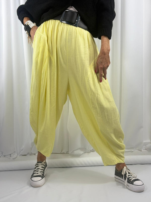 Enzo Linen Trouser in Yellow