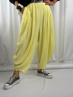 Enzo Linen Trouser in Yellow