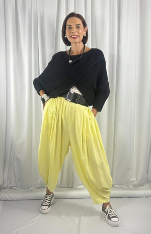 Enzo Linen Trouser in Yellow