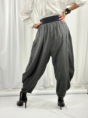 Enzo Linen Trouser in charcoal Grey