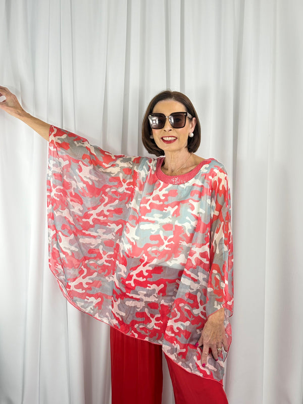 Georgia waterfall top in red