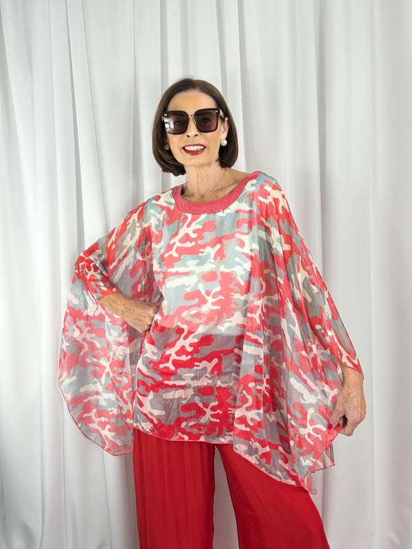 Georgia waterfall top in red