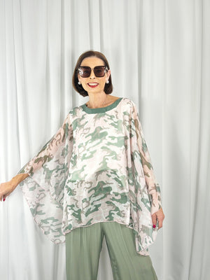 Georgia waterfall top in sage and mint