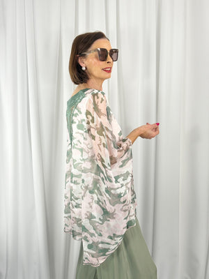 Georgia waterfall top in sage and mint