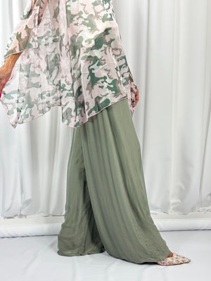 Dune silky palazzo trousers in sage