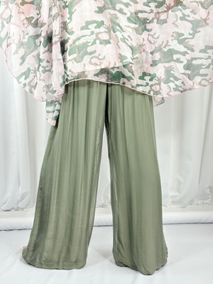 Dune silky palazzo trousers in sage