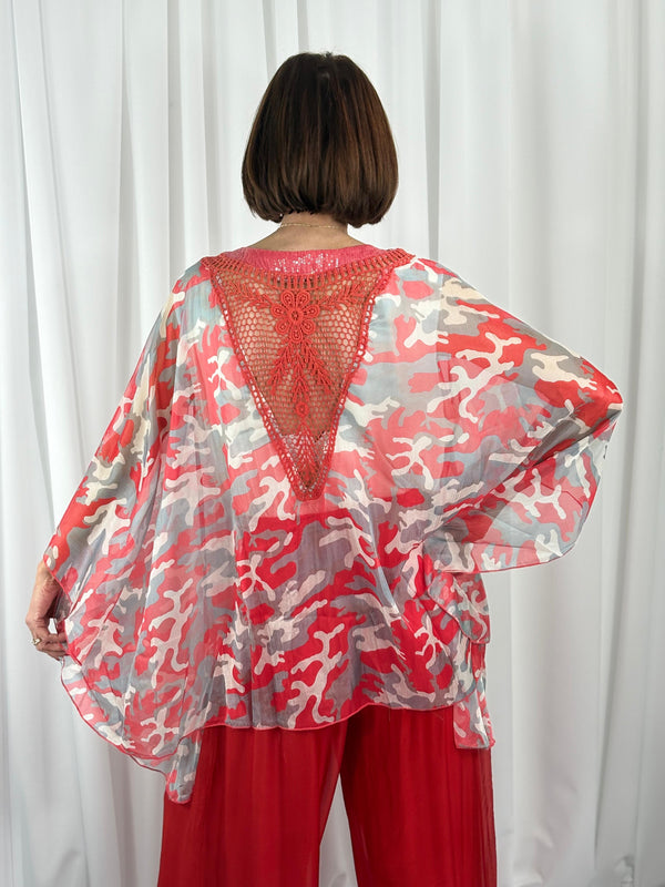 Georgia waterfall top in red