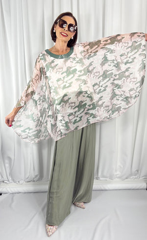 Georgia waterfall top in sage and mint