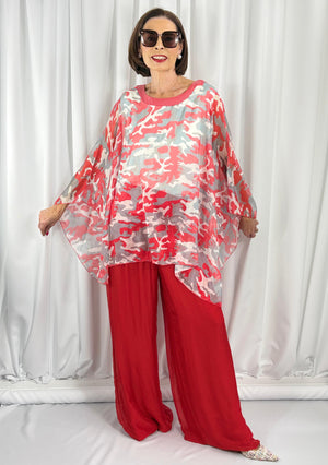 Georgia waterfall top in red