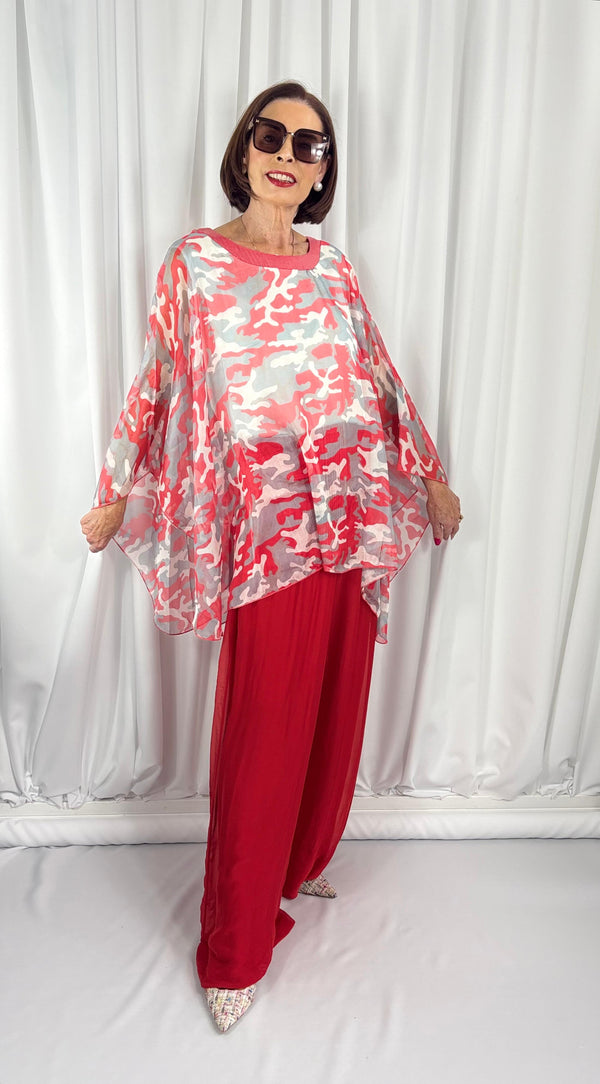 Georgia waterfall top in red