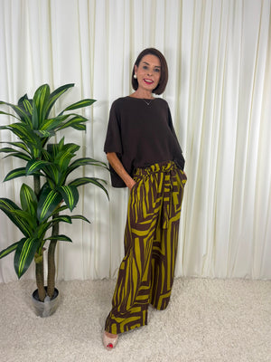 Ruby Palazzo Trouser in Lime Chocalate