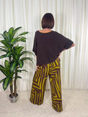 Ruby Palazzo Trouser in Lime Chocalate