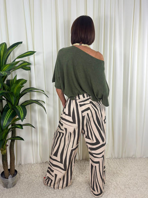 Ruby Palazzo Trouser in Dark sage
