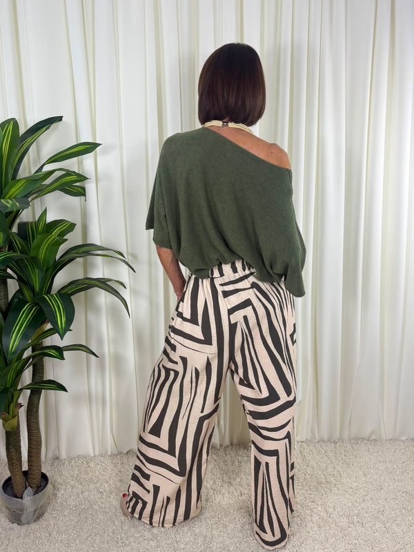 Ruby Palazzo Trouser in Dark sage
