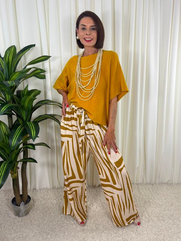 Ruby Palazzo Trouser in Pistachio Beige
