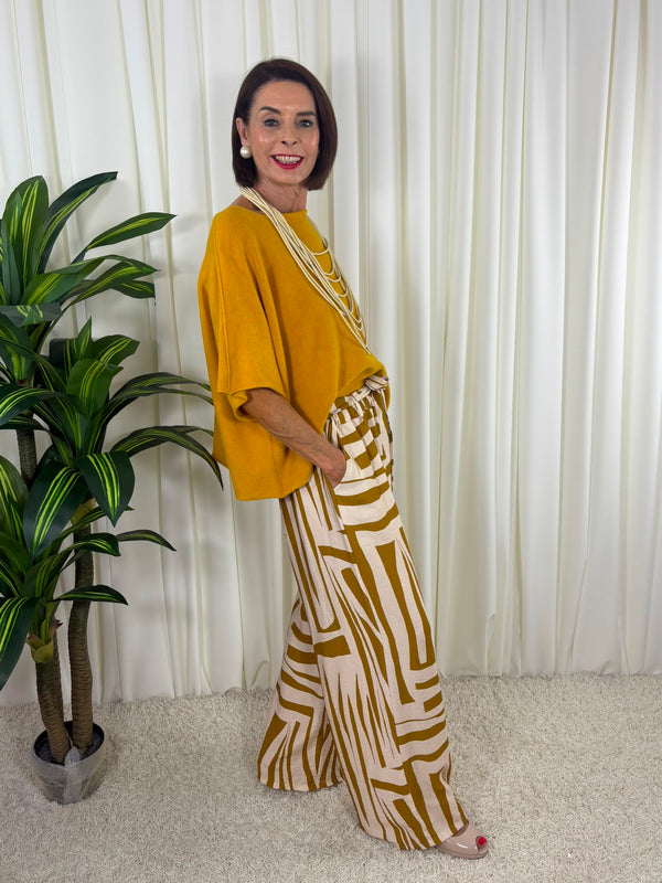 Ruby Palazzo Trouser in Pistachio Beige