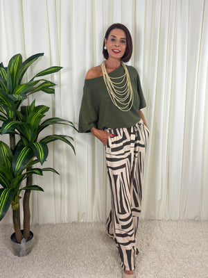 Ruby Palazzo Trouser in Dark sage