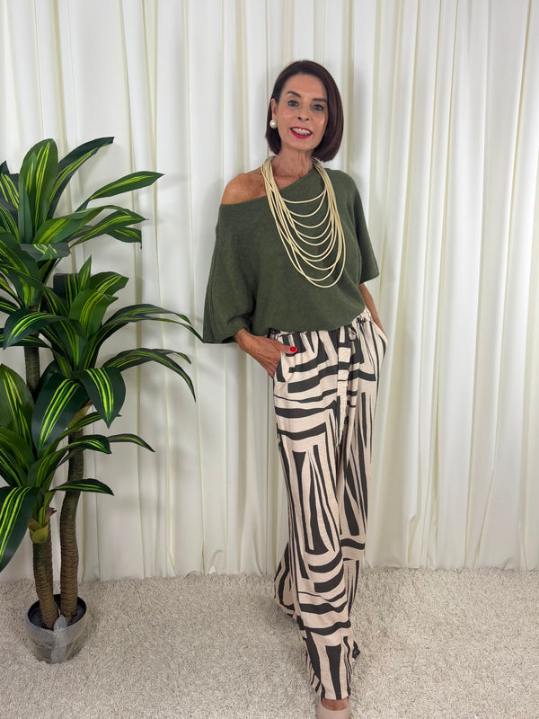 Ruby Palazzo Trouser in Dark sage