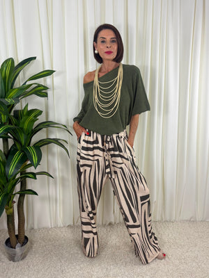 Ruby Palazzo Trouser in Dark sage