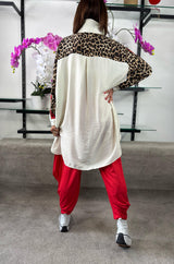 Sally Leopard Shirt in Cream and leopard