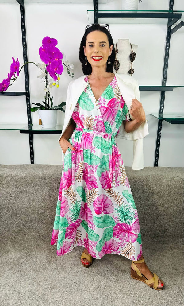 Bella Dress in mint green and pink