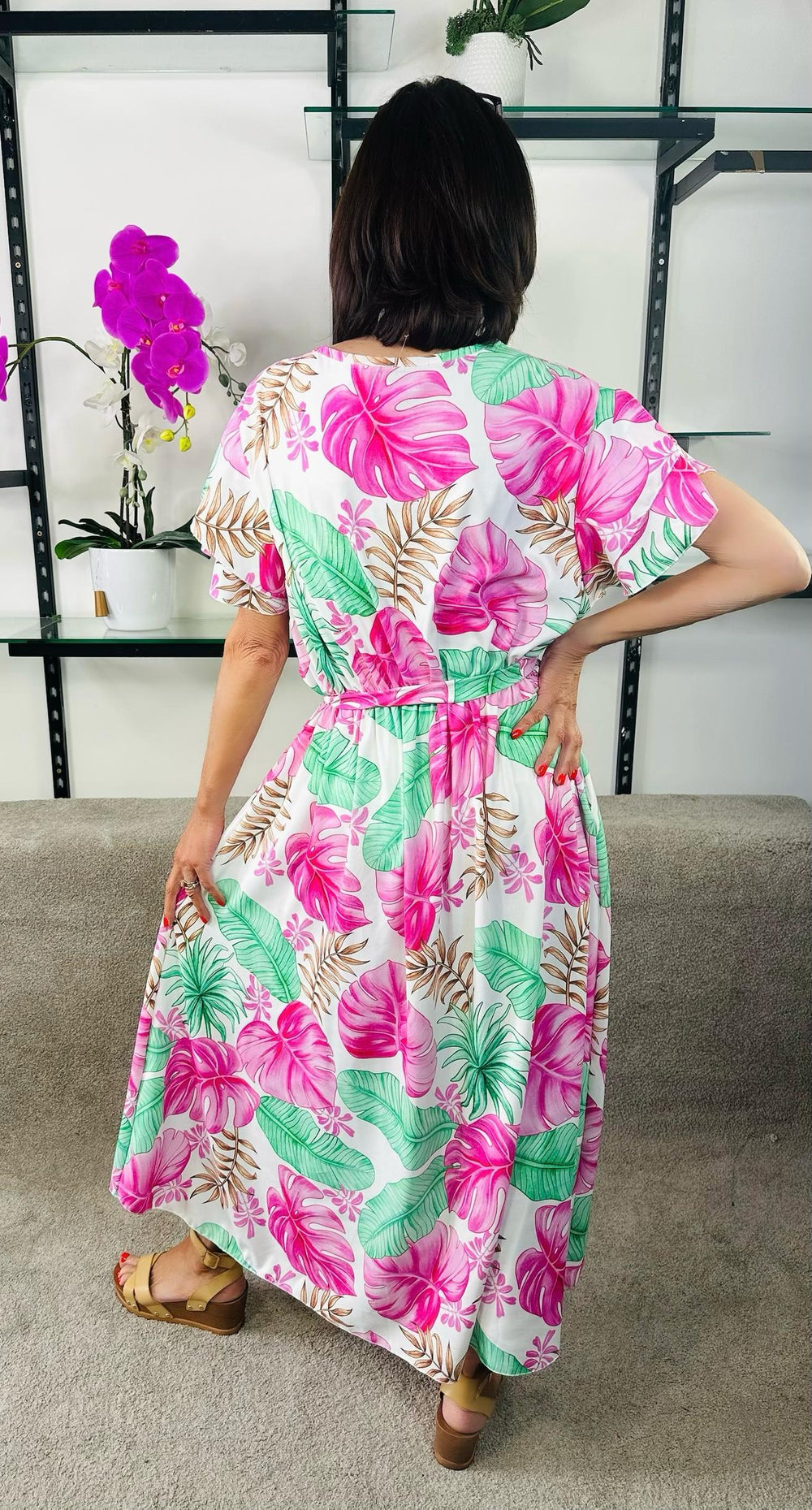 Bella Dress in mint green and pink