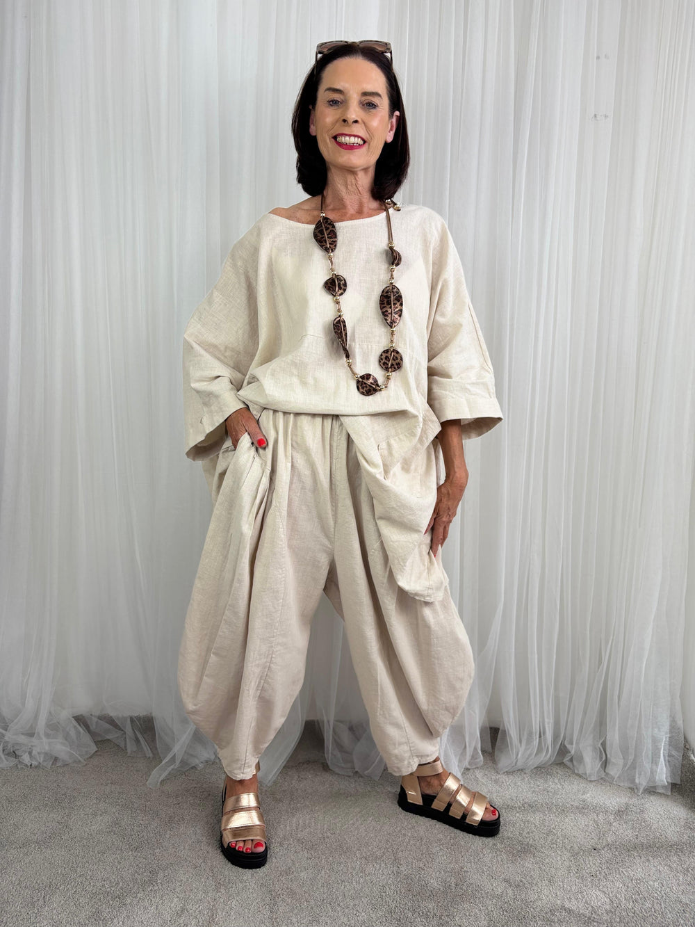 Enzo linen trouser in beige