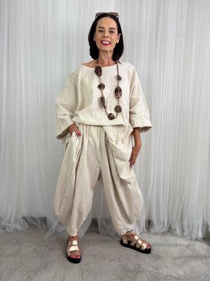 Enzo linen trouser in beige