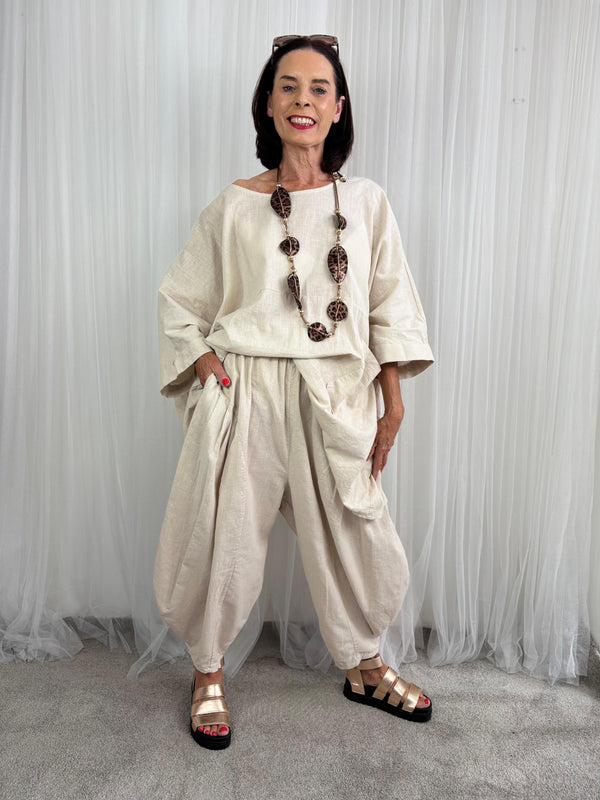 Enzo linen trouser in beige