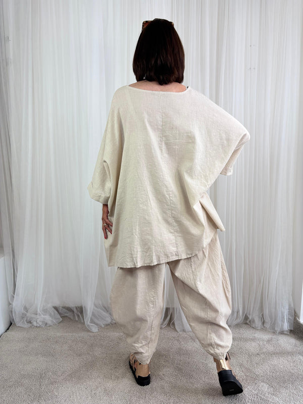 Enzo linen top in beige