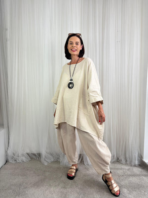 Enzo linen top in beige