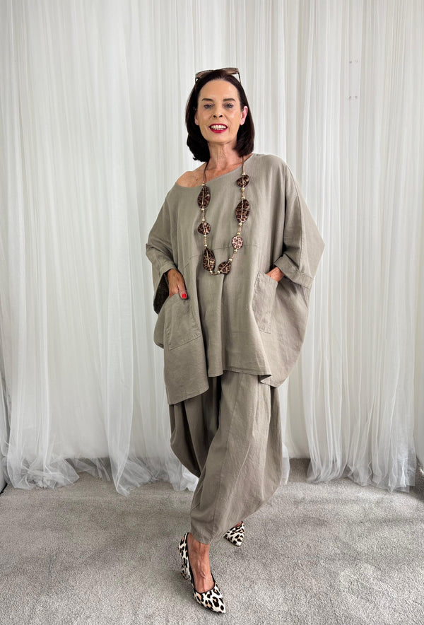 Enzo linen top in mocha