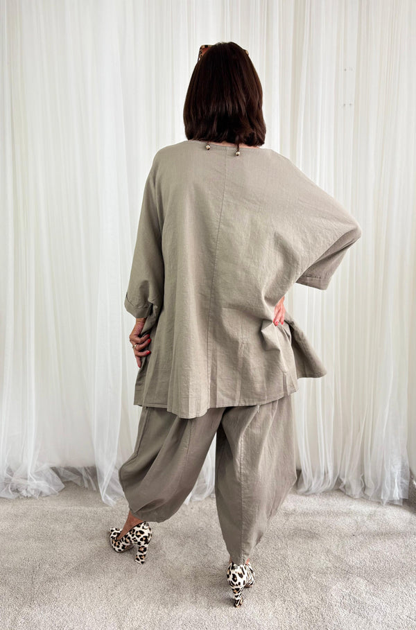 Enzo linen top in mocha