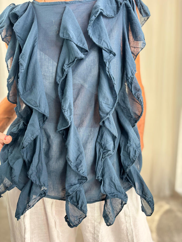 Navy ruffel Top