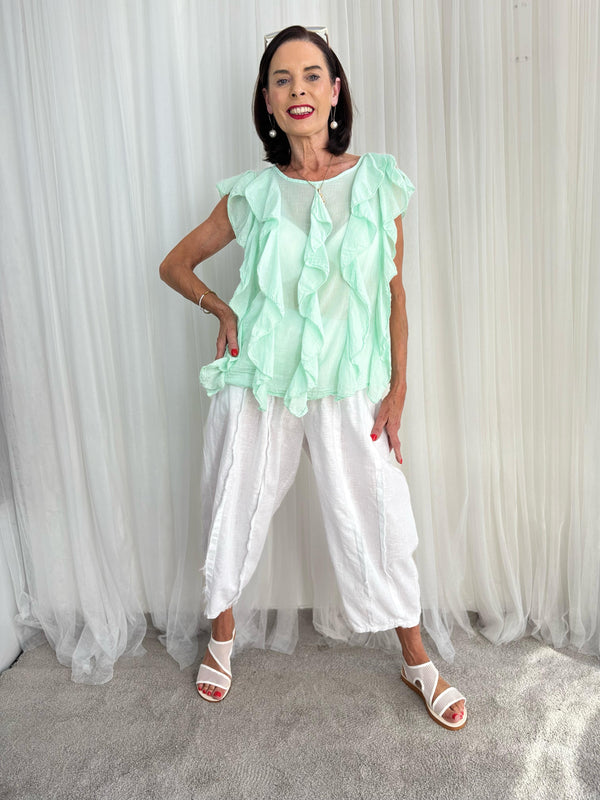 Mint Green ruffel top