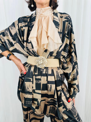 Elora waterfall Jacket in Black and mocha