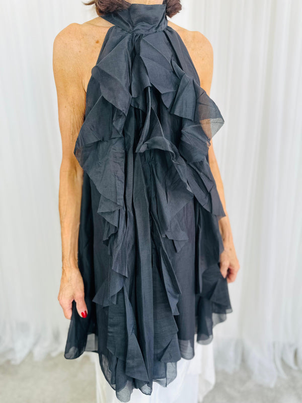 Sadie Ruffle Top/Dress in black