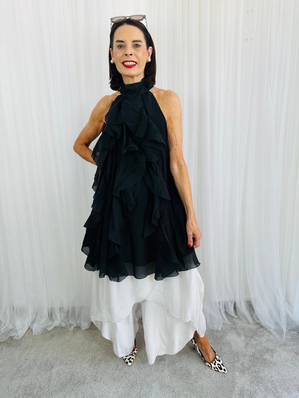 Sadie Ruffle Top/Dress in black