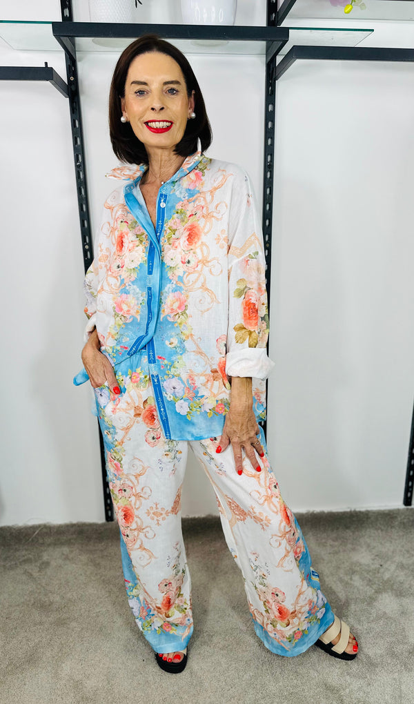 Oriental Suit in aqua
