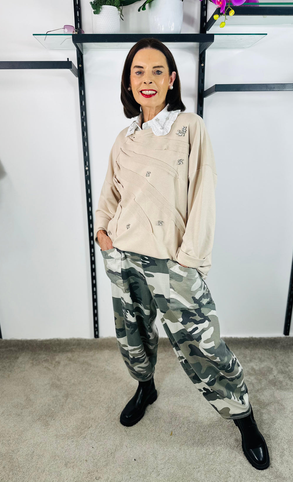 Twilight Diamante sweatshirt in beige