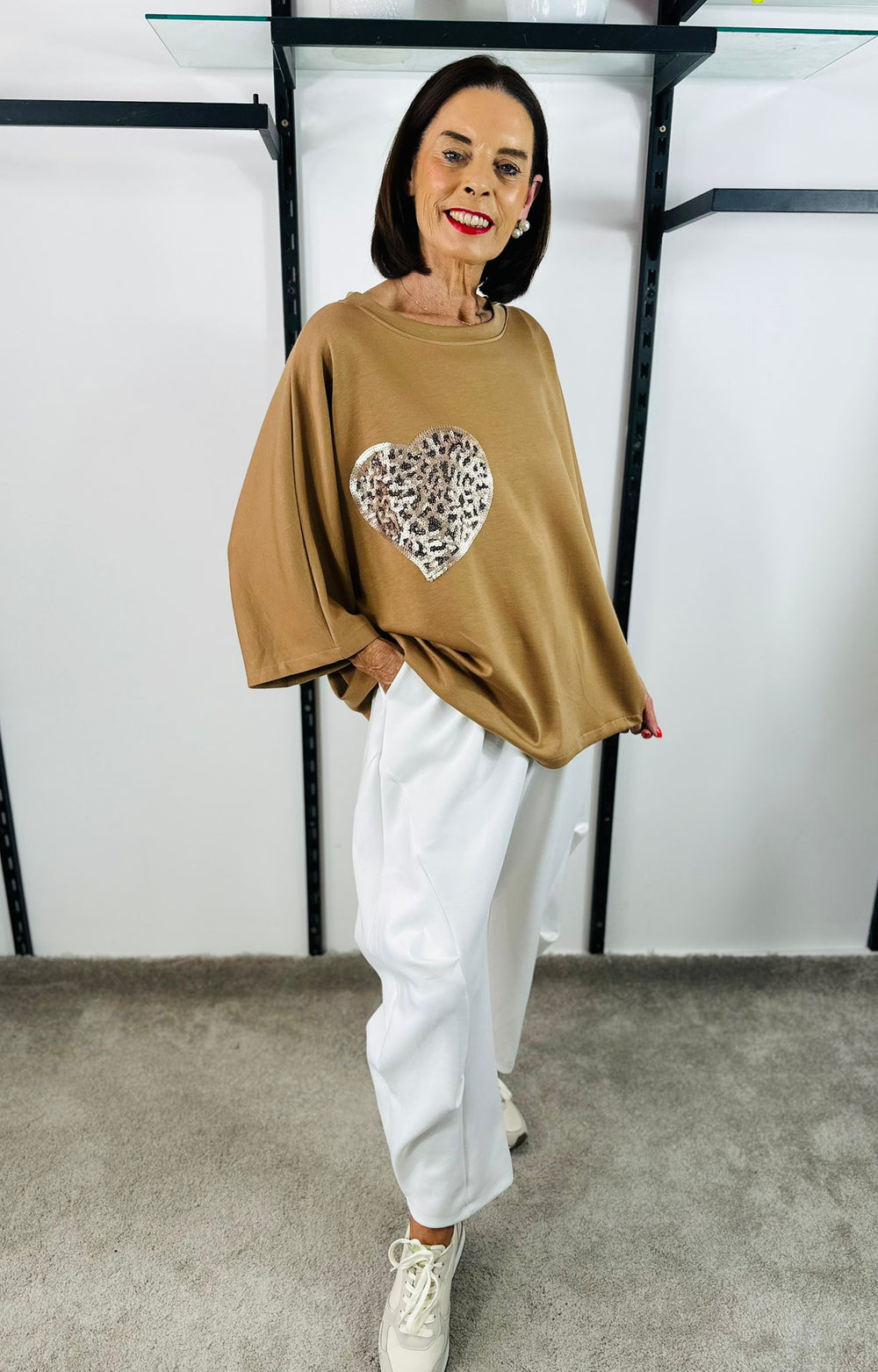 Heart to heart top in camel PRE ORDER 27TH AUGUST DELEVERY